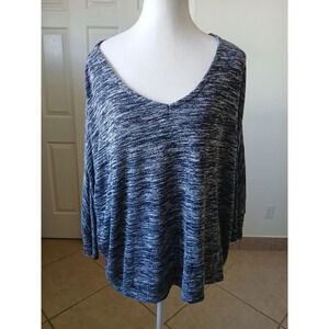 Old Navy Women's Top Size XL Long Sleeve V- Neck Heathered‎ Shirt Gray